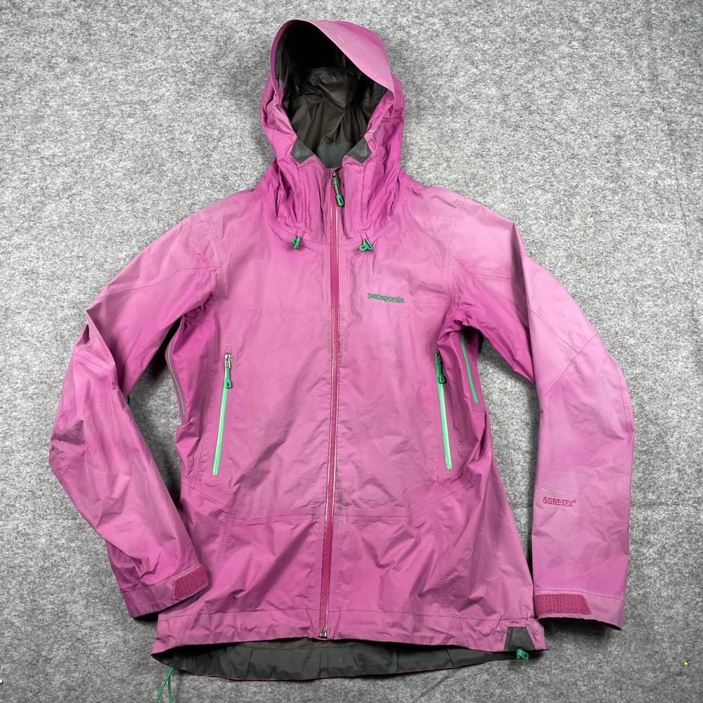 Patagonia Gore-Tex Rain Jacket Womens M Pink Full Zip Hooded Shell Pockets